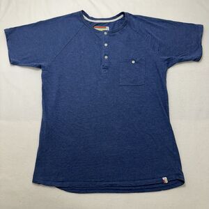 SLVDR Men's Medium Hidalgo Henley T Shirt Short Sleeve Navy Blue Pocket Tee